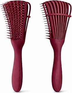 Escova Polvo Desembaraçadora para Cabelos Cacheados, Crespos e Ondulados Pente Flexível Anti Quebra, Uso no Seco ou Molhado, Define e Modela Cachos com Conforto (VINHO)