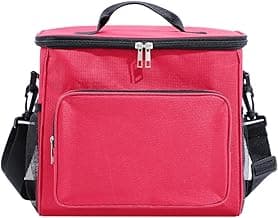 Bolsa Térmica Lancheira com Alça Ajustável e Bolso Lateral – Ideal para Marmita, Trabalho, Academia, Escola e Passeios (Vermelho)