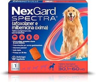 NexGard SPECTRA Antipulgas, Carrapatos e Vermífugo para Cães de 30,1 a 60kg - 1 tablete