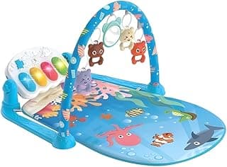 Tapete de Atividades Musical com Piano e Arco de Brinquedos Interativos para Bebê (Azul)