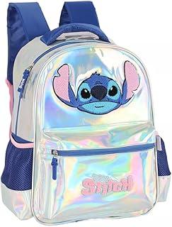 Luxcel Mochila Escolar Stitch Prata Holográfica Original Daypack Unissexo G Holografica 1L