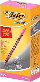 Caneta Esferográfica BIC Cristal Precisão e Suavidade Fashion, Rosa, Pona Ultra Fina de 0.7mm, Com 12 Unidades, 902483