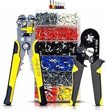 Kit Alicate de Crimpar Terminal + Alicate Descascador Decapador de Fio e Cabos 3 em 1 + Estojo Maleta de 1200 Terminal Tubular ilhós - Conjunto para Reparo Eletrico - Linha Profissional Premium