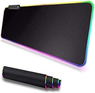 Mousepad Gamer LED RGB Tecido Antiderrapante Dobrável Resistente à Água 80x30cm Plug & Play USB Preto (Preta)