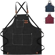 Avental De Couro E Jeans Gourmet Barista Garçom Com Cinta Ajustável