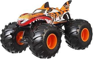 Veículo Hot Wheels Monster Trucks Tiger Shark Mattel. Caminhão com aprox. 20 cm e pneus grandes para corridas de ação. Ideal para crianças a partir de 3 anos.