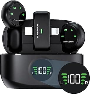 Microfone Lapela Microfone de Lapela Sem Fio Receptor 2 em 1 para Cancelamento Duplo de Ruído Compatível com iPhone Lightning Tipo-C