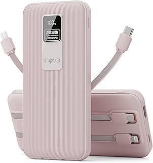 INAVA Carregador Portátil, Power Bank 10000mAh, Carregamento Rápido 22.5W PD, Design Ergonômico, Compatível com iPhone 17/16/15/14/13/12 e Android, Ideal para Viagens (Rosa)