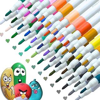 Marcadores de Tinta Acrílica, Ponta Média, Multicolorido, 48 Cores, Água Base, Resistente à Água, Superfícies Variadas, Criação Artística, Ac