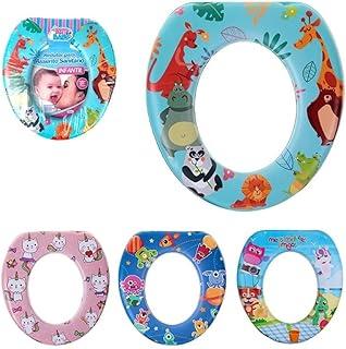Assento Redutor Infantil para Vaso Sanitário, Almofadado, Estampado, 29x27.5x5.48cm, Suporta até 30kg, para Crianças +18 Meses, Design Decorativo com Animais (Menina)