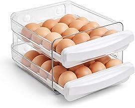 Porta Ovos Organizador Tipo Gaveta para Geladeira – 32 Ovos, 2 Andares Empilhável, Acrílico Transparente Livre de BPA