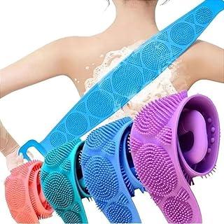 Esponja De Banho Esfoliante Flexível Em Silicone Para Esfoliar O Corpo Limpeza Profunda Da Pele Esfregão Bucha Para Costas e Todo Corpo Esfoliação Massageadora (Azul)
