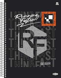 Caderno Universitário Animativa, 12 matérias, Capa dura, 192 folhas, Bom D+ Masculino, Pacote com 4