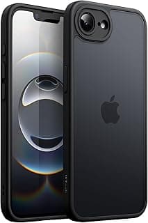JETech Capa Matte para iPhone 17e (2026) / iPhone 16e, Case Proteção Contra Quedas de Nível Militar à Prova de Choque, Capinha Traseira Translúcida Fosca, Anti-Impressão Digital (Preto)