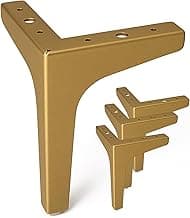 Pé de Ferro Triangular, Kit com 4 Pés para Móveis, Cama, Sofás Suporta 200kg Acabamento Anti-Ferrugem - LH Móveis (Dourado)