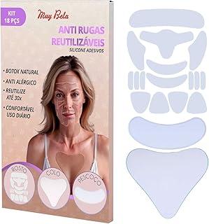 Kit 18 Adesivos Anti Rugas Silicone Reutilizável Muy Bela – Patch Lifting Facial Rosto, Pescoço e Colo Estimula Colágeno Natural Anti Linhas de Expressão Skin Care Anti Idade Lavável até 30x