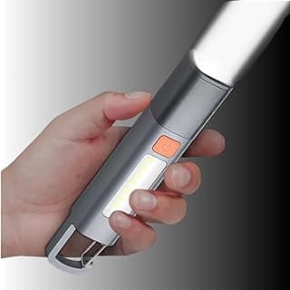 Mini Lanterna Recarregável USB com Gancho Integrado Iluminação LED Potente Múltiplos Modos Resistente à Água Compacta Portátil Camping Lanterna