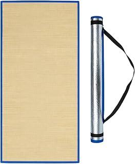 Esteira Térmica de Palha para Praia com Alça Forro Natural com Fita Tolha Tapete Piscina Camping Lagoa Mar Viagem Tamanho Grande Tatame Dobrável Verão Piquinique Artesanal Portátil Lavável Reforçada