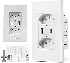 Tomada Inteligente WiFi com Porta USB Tipo C Tomada de Parede Tuya Smart Home Automação Residencial Compatível com Google Home Alexa LP-093-1