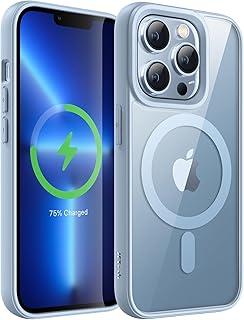 JETech Capa Magnética para iPhone 13 Pro 6,1 Polegadas Compatível com MagSafe, Case Protetora, Moldura de TPU Fosco, Capinha Parte Traseira Transparente Antiarranhões (Azul Sierra)
