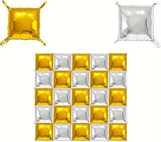 Kit 10 Balões Foil Quadrados Dupla Face 18" (45 cm) Prata e Dourado – Para Festa, Painel Decorativo, Arco ou Mesa – Inflável com Ar ou Hélio