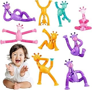 Kit com 4 Girafas Articuladas Flexíveis – Lembrancinha Infantil Colorida, Brinquedo Sensorial Dobrável, Estimula Coordenação Motora, Ideal para Festas e Presentes