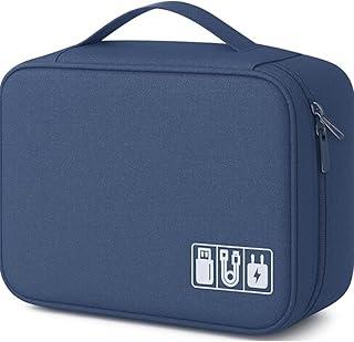 Bolsa Organizadora Para Cabos e Acessórios Eletrônicos Impermeável Estojo Multifuncional para Viagem Mundo F&s (Azul)