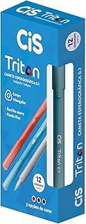 Caneta Esferográfica 0.7mm CIS Triton, Azul, Caixa com 12 unidades