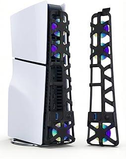 Ventilador de Refrigeração com LED Azul Compatível com PS5 Slim – Cooler Externo USB Silencioso – Acessório para Redução de Temperatura do Console (Preto)