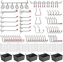 Pegboard, 114 Peças de Ganchos de Pegboard Sortidos, Ganchos de Placa de Pinos para Pendurar Ferramentas com 5 Caixas, Organizador, Peg Board, Pegboard Painel, Organização de Ferramentas