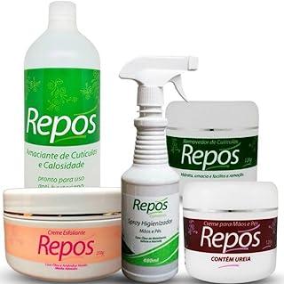 Kit Spa Pés Completo Repós Creme Esfoliante Spray Higienizador Creme de Ureia Removedor em creme de Cutículas Amaciante Líquido de Calosidades