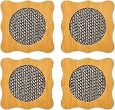 Kit 4 Peças Descanso de Panela MDF Madeira 14cm Base Térmica Anticalor Proteção Mesa Design Trançado Cozinha