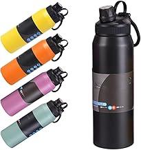 Garrafa Térmica Água 800ml Aço Inox Parede Dupla a Vácuo Tampa Esportiva Antivazamento com Alça Acabamento Fosco Academia Escola Dia a Dia (Preto)