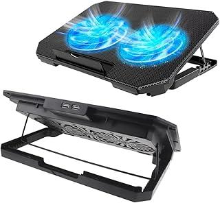 Base Notebook Cooler 2 Ventoinhas Ajustável com LED, Ergonômica, USB, Silenciosa, Portátil, Suporte Antiderrapante, Resfriamento