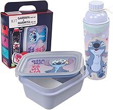Kit Infantil Marmita Hermética com Travas Garrafa Lancheira Stitch Disney