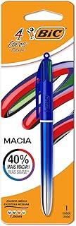 525680 - Caneta Escrita Média Retrátil, BIC, 4 Cores Macia, Corpo Degradê Metálico Azul, 1 Unidade