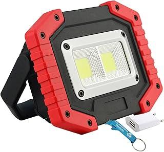 Refletor LED 30W Portátil Recarregável LED COB IP65 Vermelho + Chaveiro CBRN16488