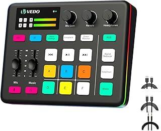 VEDO Kit de Transmissão ao Vivo VD-G1: Mixer DJ Profissional com Efeitos de Voz, Phantom Power 48V e 6 Pads de Som Programáveis - Ideal para Streamers, Podcasts e Gamers Brasileiros