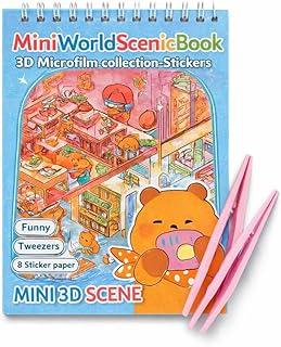 Caderno Mini Mundo Capivara com Adesivos 3D, 8 Cenários para Montagem, Livro Interativo DIY Scrapbooking, Bloco Espiral A5 Portátil com Pinça, para Crianças a partir de 3 Anos