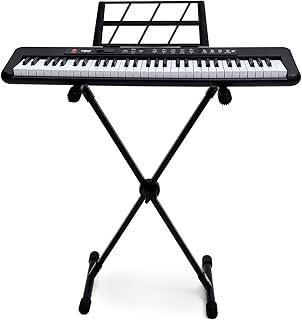 Kit Teclado Musical Kobe KB-150 BK Preto 5/8 61 Teclas Com Suporte em X e Fonte