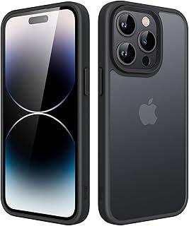 JETech Capa Fosca para iPhone 14 Pro 6,1 Polegadas, Case Proteção Contra Quedas à Prova de Choque, Capinha Traseira Translúcida Fosca para Telefone, Anti-Impressão Digital (Preto)
