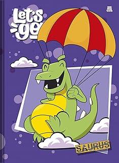 Caderno Brochura 1/4 Pequeno, Animativa, Capa Dura, Saurus, 80 Folhas, Pacote com 5