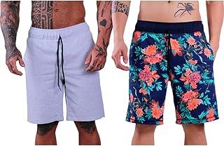 Kit 2 Bermudas Moletom Masculinas MXD Conceito Cores Básicas Casuais Treinos Musculação Academia