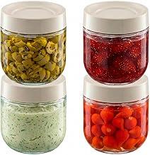 Decolab Kit 4 Potes 250ml Herméticos Vidro BPA Free - Organizador de Cozinha, Despensa, Porta Temperos, Mantimentos (Branco-creme)