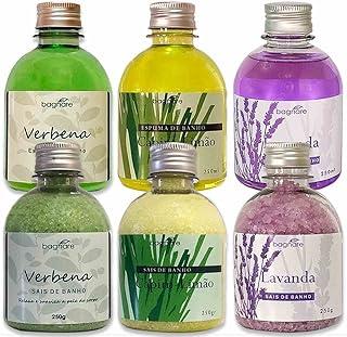 Kit 3 Sais De Banho E 3 Espumas P/banheira Hidromassagem Ofuro Relaxante 250ml cada Lavanda Verbena Capim Limão