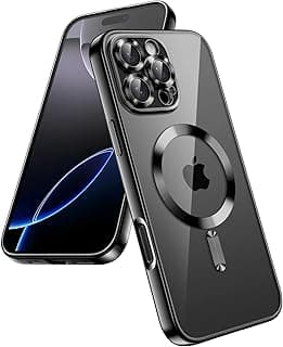JETech Capa Claro Macia para iPhone 16 Pro Max 6,9 Polegadas, Proteção Total da Lente da Câmera, Compatível com Carregamento Sem Fio MagSafe, Case de Telefone TPU Galvanizada (Preto)