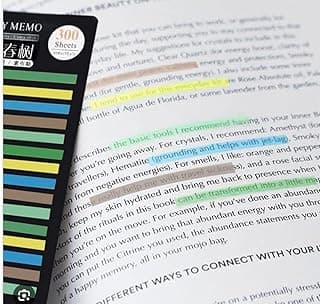 Jardim da Mente Marcador de Linhas Adesivo com 300 Notas - Design Diversos - Cartela Única - 15 Cores Variadas - Tamanho 50x4mm (Área Adesiva 25mm)