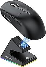 ATTACK SHARK X6 Mouse 49g SUPERLIGHT com dock de carregamento magnético, sensor de jogos PixArt PAW3395, mouse para jogos sem fio/com fio BT/2.4G, 26000 DPI, HUANO Switch, para Win11/Xbox/Mac(preto)