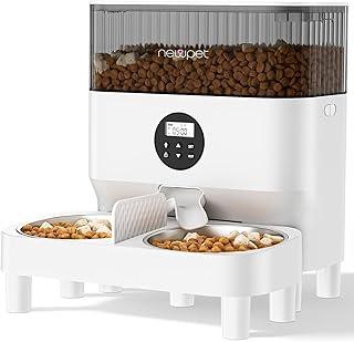 Elevado Comedouro para 2 Gatos, 5L Alimentador Automático Gatos WIFI Comedouro Automatico Pet com Suporte Elevado e Tigela de Aço Inoxidável,Chamada de refeição