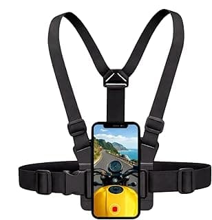 Suporte de Peito e Peitoral para Celular e Câmera – Filmagem no Corpo para Moto, Bike, Corrida e Esportes – Ajustável e Confortável para Gravar Vídeos, TikTok, Reels e Aventuras